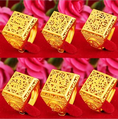 China Casual/Sporty Rich Man Ring 24k Gold Ring Sporty Boy Wedding Rings For Party Gift Solid Gold Opening Free Shipping for sale