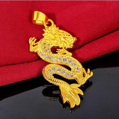 China CLASSIC Microscope 24k Gold Dragon Pendant For Men Fashion Classic Gold Dragon Jewelry for sale