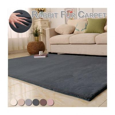 China Super Soft 100% Polyester Rabbit Fur Area Rugs Non Slip for sale