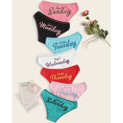 China QUICK DRY Women's Triangle Cotton 7 Pack Letter Graphic Panties Set In Stock for sale