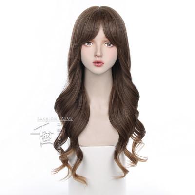 China European and American female temperament young fashion full wig 2022 long curly hair big wave realistic head wig new for sale