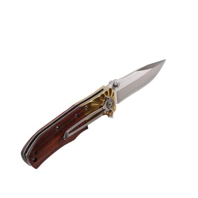 China Custom Folding Pocket Rescue Knife Non-variable Blades Handle Wooden Materials for sale