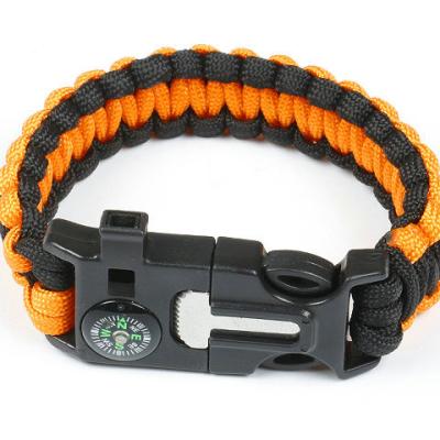 China Lightweight Wristband Survival Gear Kit with Embedded Compass Fire Starter Emergency Knife and Whistle Survival Wristband for sale