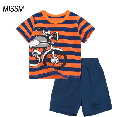 China MISSM casual striped t-shirt and shorts kids 2 piece set summer boys suit kids wear sets 2021 for sale