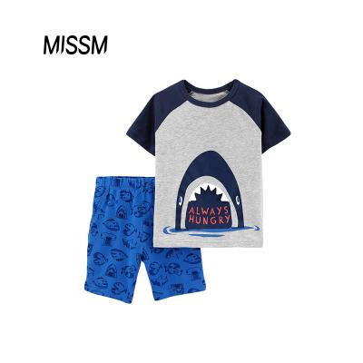 China MISSM 2021 Printed Casual Cotton Round Neck Fashion To Boys Clothes Set Short Sleeve Children Clothing for sale