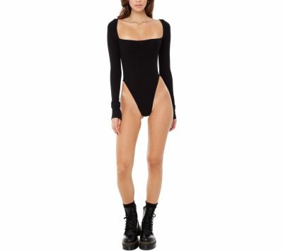 China MISSM High Cut Custom Black Girl Nylon Leg Elastic Neckline Plunges Low Wide Slim Fit Jumpsuit Women for sale