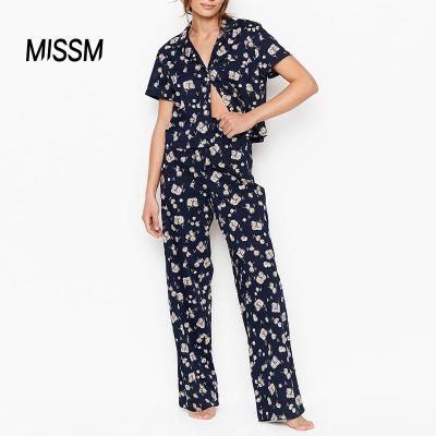 China OEM LOGO Classical Style Ladies Pajamas Custom Women's Spandex/Cotton Onesie Pajamas Print Breathable Sleepwear for sale