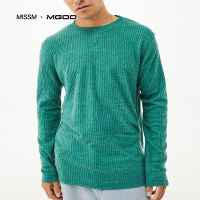 China Anti-Wrinkle MISSM Design Custom Latest Fabric Standard Crew Neck Dropped Shoulders Waffle Knit Green T-Shirt for sale