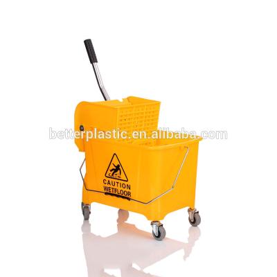 China New PP Materials Sustainable Manufacturer 20L Cleaning Broom Wringer Bucket With Wheels For Floor Dust Cleaning for sale