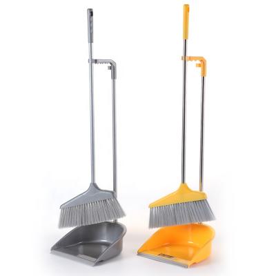 China Household Eco-Friendly Home Cleaning Colorful Long Handle Plastic Dustpan With Broom for sale