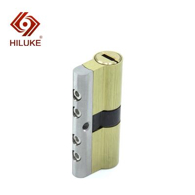 China HILUKE cylinder 70mm European standard safe 70mm door double opening eight orbit brass key copper door cylinder for sale