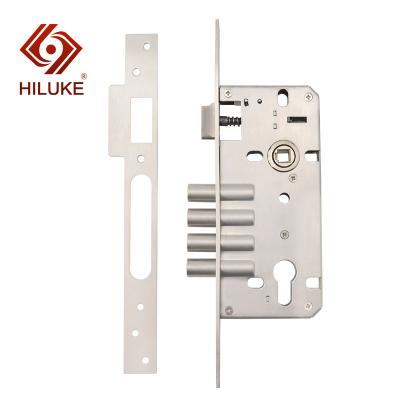 China Door HILUKE 58 Hole Distance Stainless Steel 4 Cylinder Lock Wooden Body for sale