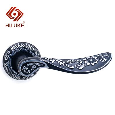 China Open Plate Door HILUKE Curve Zinc Alloy Door Lever Handle for sale