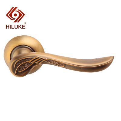 China Euro Doors HILUKE Style Rossete Lever Interior Door Handles On The Plate Bedroom Lever Type Door Handle for sale