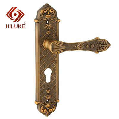 China HILUKE Europe and South America Interior Doors Door Handle Set Zinc Alloy Door Lever Handle on Plate for sale