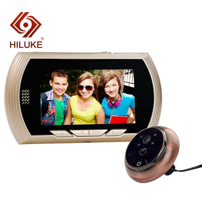 China HILUKE Good Quality Door Security Doorbell Recording Latches Digital Wood Glass Electronic Zinc Alloy Viewer Best for sale