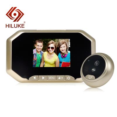 China Best Night Vision Doors HILUKE Door Detective Camera Door Peephole Mobile Viewer Wood LCD Electronic Uninterrupted Screen for sale