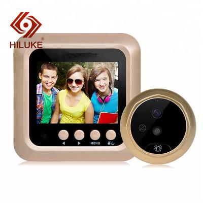 China Best Night Wood Version Smart Door HILUKE Electronic Doors 2.4 Inch Security Digital Door Smart Viewer Locks for sale