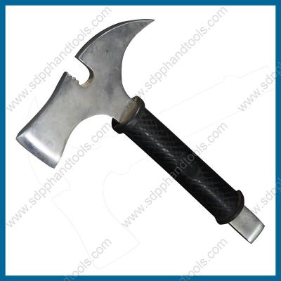 China mutil-purpose fireman's insulated waist axe with black rubber cover, chrome plated axe, fire fighting hatchet for sale