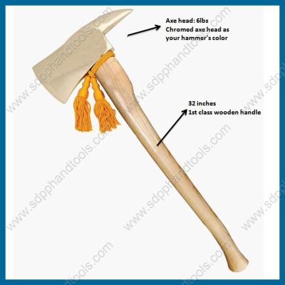 China chrome firefighter axe with ash hickory wood handle, chrome plated fire fighting axe, chrome pick head axe for sale