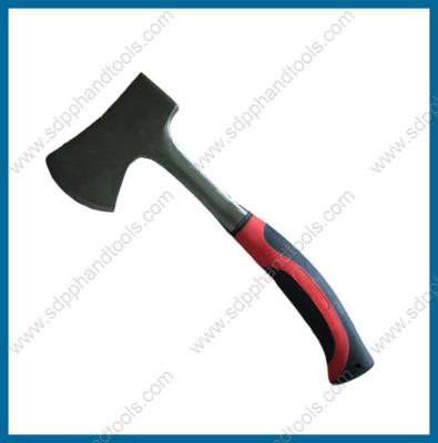 China solid steel forged one piece hatchet with rubber handle, one piece axe head 600g, steel handle for sale