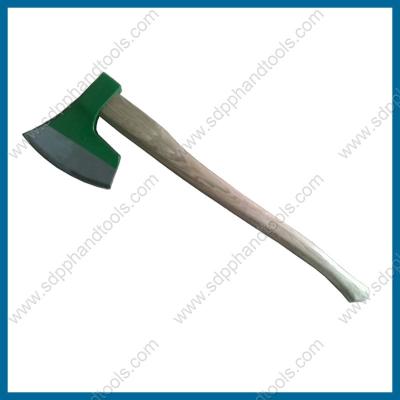 China broad axes with ash wood handle, 45# carbon steel forged axes head, heat treatment, polishing and painting axe head for sale