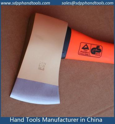 China sharp bit felling axe head for wood working, flat head axe with fiber glass handle, single bit axes for sale