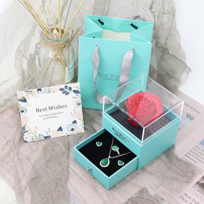 China High Quality Eco-friendly Eternal Artificial Rose Preserved Flowers With Jewelry Box Gift for sale