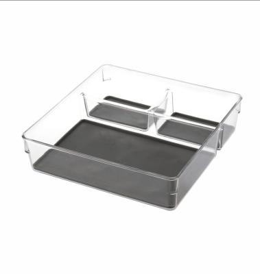 China Good Quality 3 Section Universal Kitchen Drawer Viable Hot Selling Plastic Organizer for sale