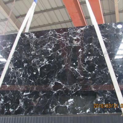 China Mid Century Modern Traditional Natural Stone Floor Tiles Cheap Chinese Black Ice Flower Marble Slab for sale