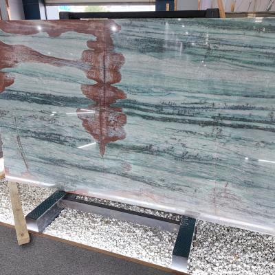 China Modern impression of western lake green and brown marble slab marble table tops decoration stone for sale