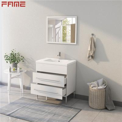 China Modern Lacquer Wall Mounted White Finish Freestanding Bathroom Vanity for sale