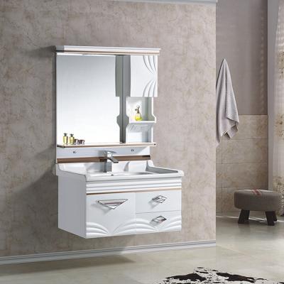 China Customized Modern European Style PVC Bathroom Cabinet Antique White Vanity Set for sale