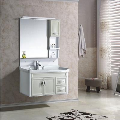 China Modern Fame Modern PVC Mirrored Cabinet Wall Mounted Vanity High Glossy White Paint Exterior for sale