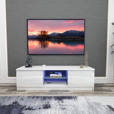 China 2021 Corner (Hangzhou Adjustable Fame Adjustable TV) White Curved Glass Stand Up Furniture Modern TV Cabinet for sale