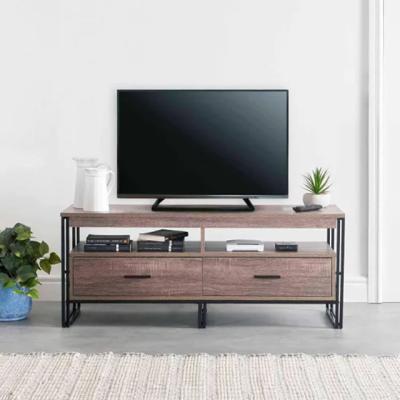 China Wholesale Fame Style TV Unit Extendable Media Unit Rustic Style TV Stand With 2 Drawers Console Table Cabinet for sale