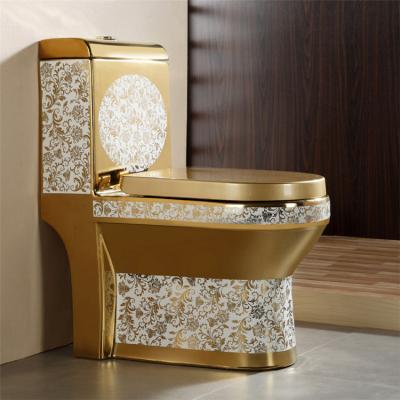 China Automatic Operation New Style Modern Floor Standing Luxury Golden Toilet for sale