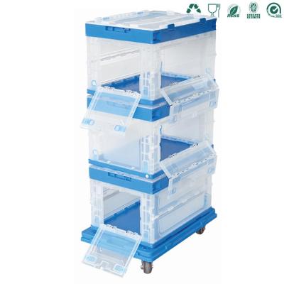 Chine Save Space And Cost Open Side Hinged Open Lid Storage Box Container Plastic Front Opening Foldable Shipping à vendre