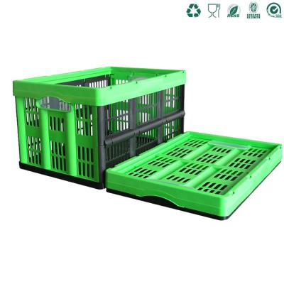 Chine Sustainable Collapsible Plastic Shopping Folding Crate Basket Crates For Fruits And Vegetables With Handle à vendre