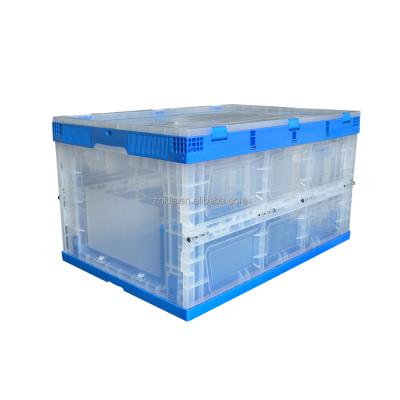 China Solid base and solid side 80 liter warehouse use the box solid style transparent plastic crates for sale