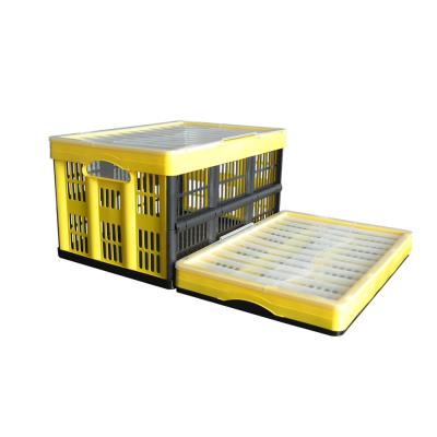 China Viable Storage Bins With Lids Hinged Folding Plastic Fruit Crate Basket Bathroom Plastic Basket For Storage for sale