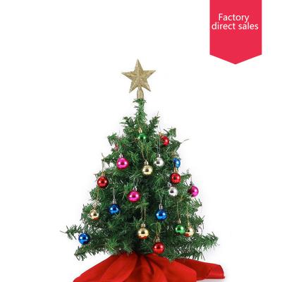 China Beautiful 50 cm Durable Tabletop Christmas Trees Mini Christmas Tree Indoor Decorations with Color Lights Balls for sale