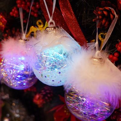 China Festival Stuff Hot Sale Fashion Christmas Tree Ornaments Frosted Plastic Plush Stars Bright Multicolor Christmas Ball for sale