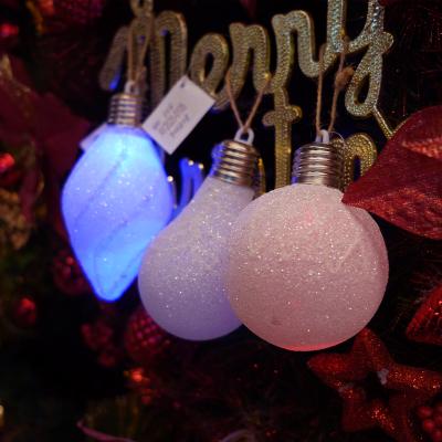 China Festival Stuff Matte Christmas Tree Ornaments Plastic Light Bulb Shape High Quality Pure White Christmas Led Ball for sale