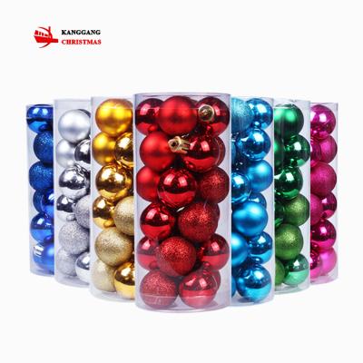 China Festival Stuff Various Styles Of Plastic Matte Christmas Ball Christmas Decoration Supplies 24pcs/Set 8cm for sale