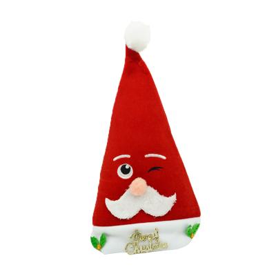 China 2021 Eco-friendly Hot Cartoon Glow Red Santa Claus Christmas Hat Merry Christmas Party Decoration For Adult for sale