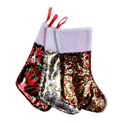 China New Desgin Glitter Christmas Tree Decoration Soft Luxury Christmas Gift Stocking for sale