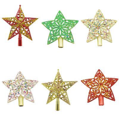 China Eco-friendly Wholesale Product Christmas Decoration Multiple Color Stain Styles Plastic Hollow Out Christmas Tree Top Star for sale