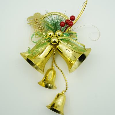 China Festival Stuff 2021 New Style Christmas Decoration Supplies Gold Pearl Wheat Ear Ribbon Bow Bells Christmas Ornament for sale