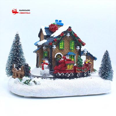 China Europe 2021 New Design Resin Craft Christmas Tree Snowflake Decoration Train Christmas Village House for sale